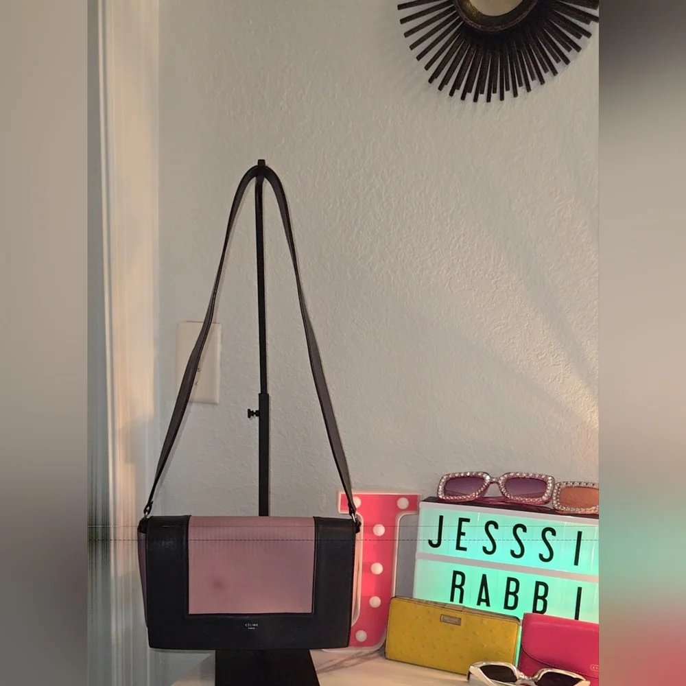 Celine Pink and Gray MEDIUM FRAME Leather Shoulder Bag - Picture 16 of 16